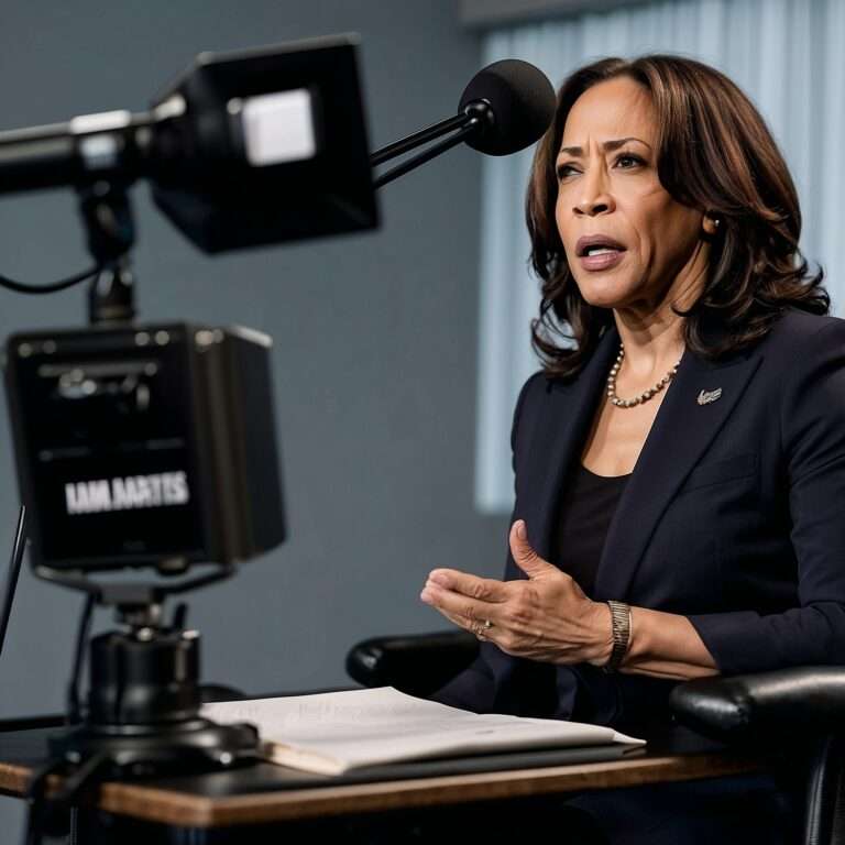 Kamala Harris during an interview in 2024, highlighting moments from her campaign media strategy and challenges