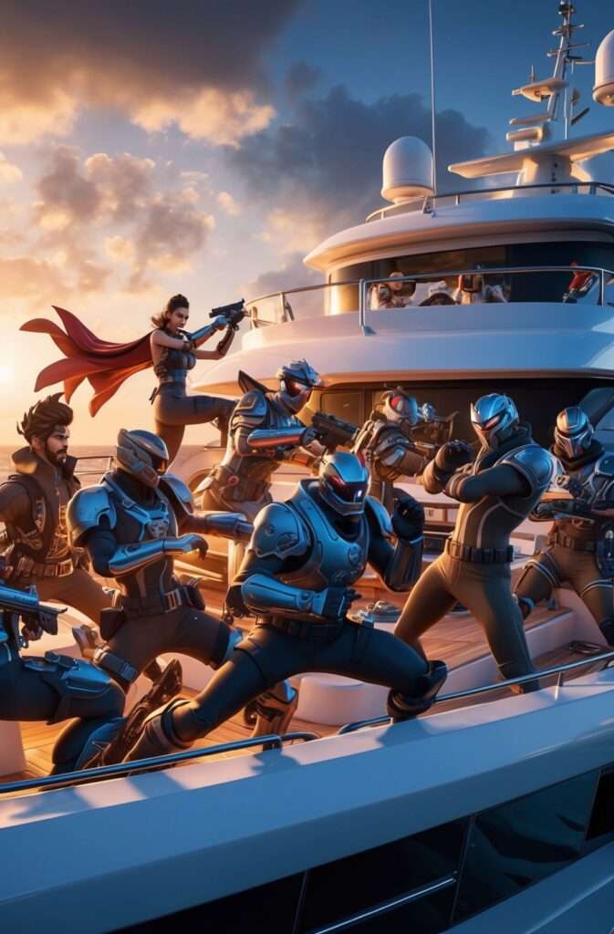 "Fortnite Remix 2: Henchmen fight for control of The Yacht’s vault, with players battling for legendary loot in a chaotic deck clash."