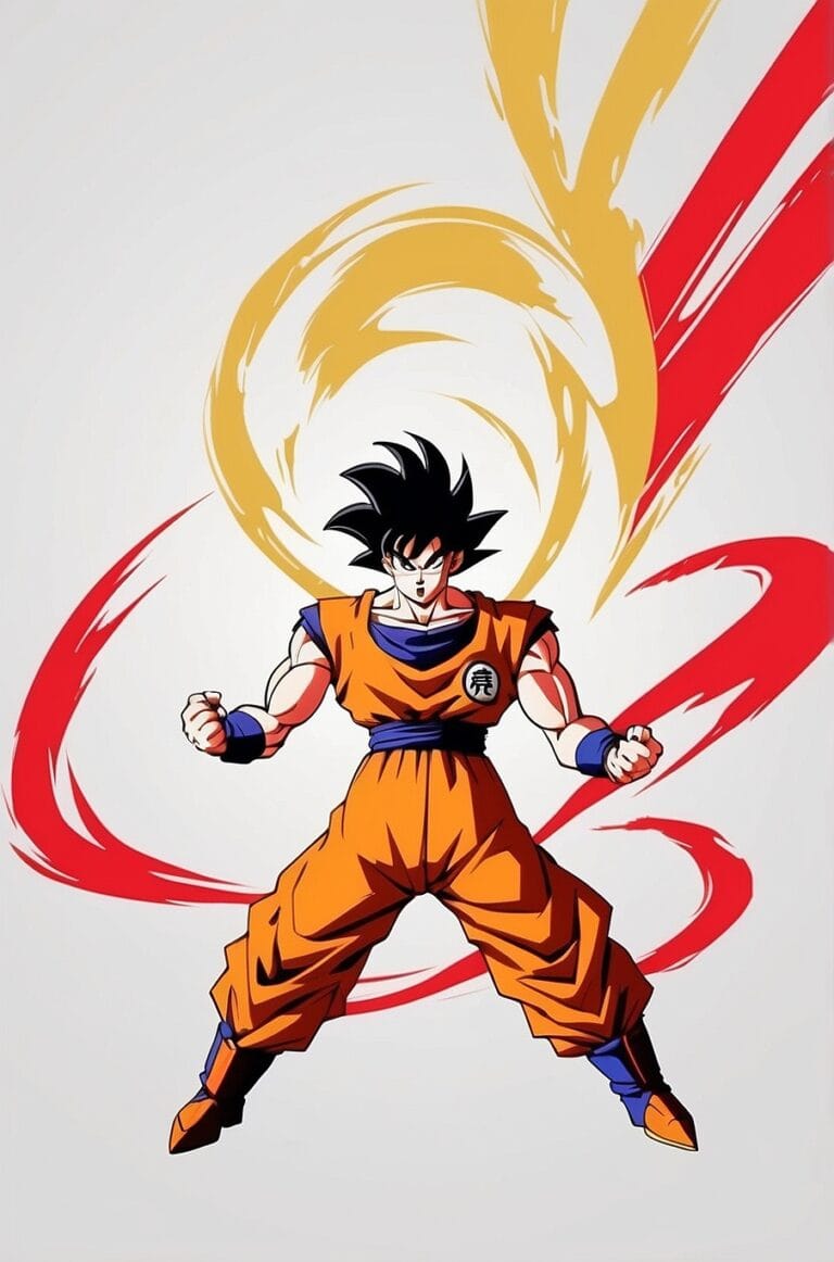 Example: "Goku powering up with colorful energy aura from Dragon Ball Z. Inspired by the Dragon Ball Z anime."