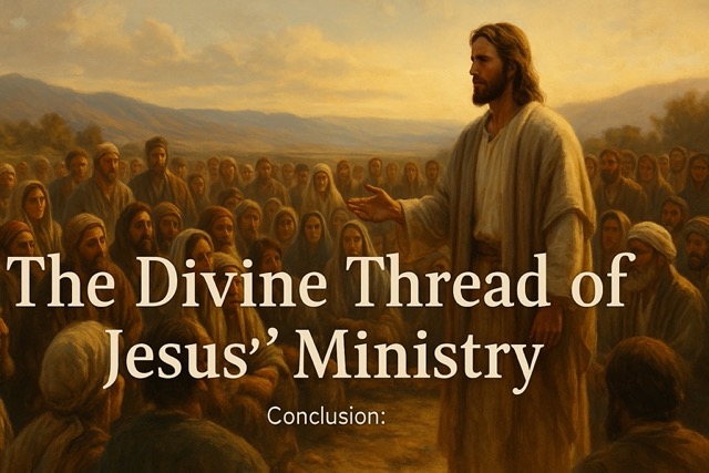 Jesus walks along a golden-lit path with ancient scrolls unraveling behind Him. The scene symbolizes fulfilled prophecy and divine completion, echoing 2 Corinthians 1:20: “All the promises of God find their Yes in Him.”