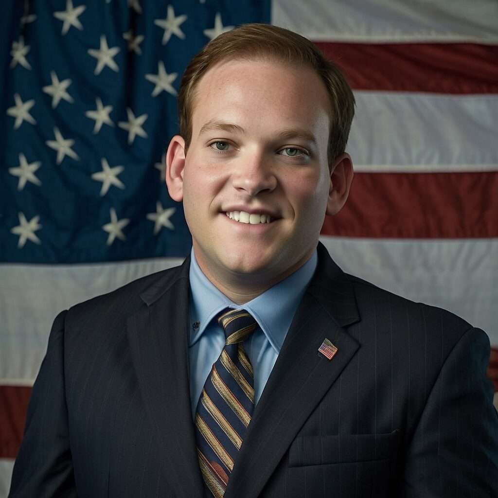 Lee Zeldin, nominee for EPA Administrator, standing in front of the American flag in a formal suit.