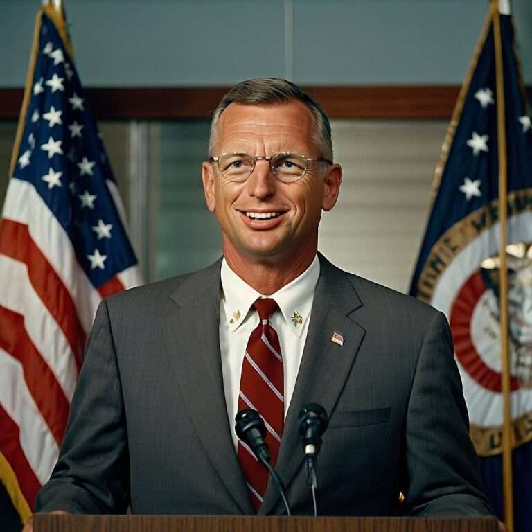 "Doug Collins addressing veterans during a press conference, discussing plans for the Department of Veterans Affairs."