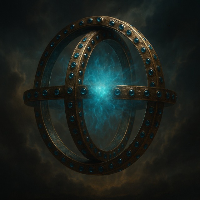 Hyper-realistic close-up of a single divine orb-like wheel with intersecting rings, glowing eyes, and radiant energy from Ezekiel’s Wheel vision