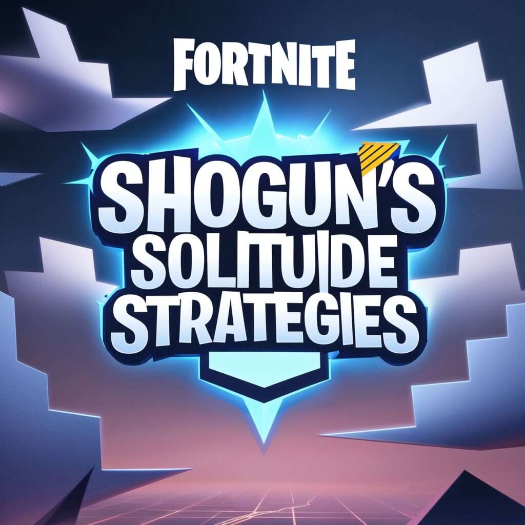 "Fortnite Shogun’s Solitude Strategies title image with bold, glowing text in a futuristic style and minimalist background inspired by the Chapter 6 theme."