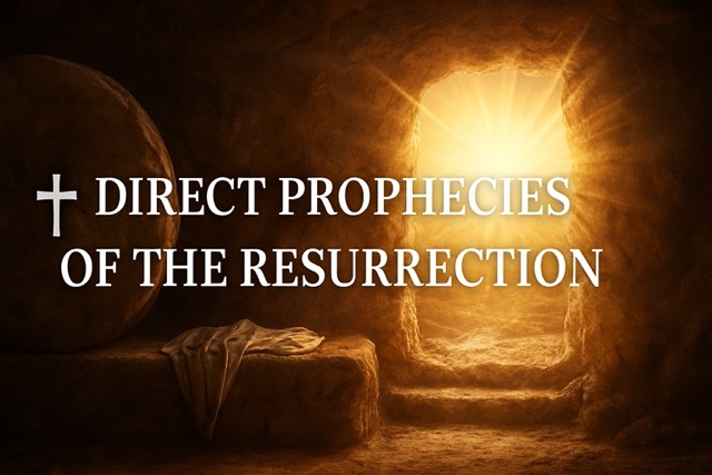 Dramatic depiction of the empty tomb with folded linen inside, fulfilling Psalm 16:10 and Old Testament resurrection prophecy.
