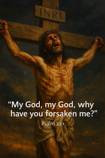 Jesus on the cross crying out, "My God, My God, why have You forsaken Me?" — Psalm 22:1 prophecy fulfillment