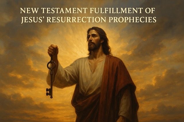 Jesus holds the keys of Death and Hades in glory — fulfillment of resurrection prophecies in Revelation 1:18 and Acts 2.
