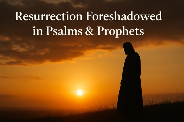 Silhouette of Jesus standing at sunset, symbolizing His resurrection and glorification in fulfillment of Psalm 2 and Isaiah 25.