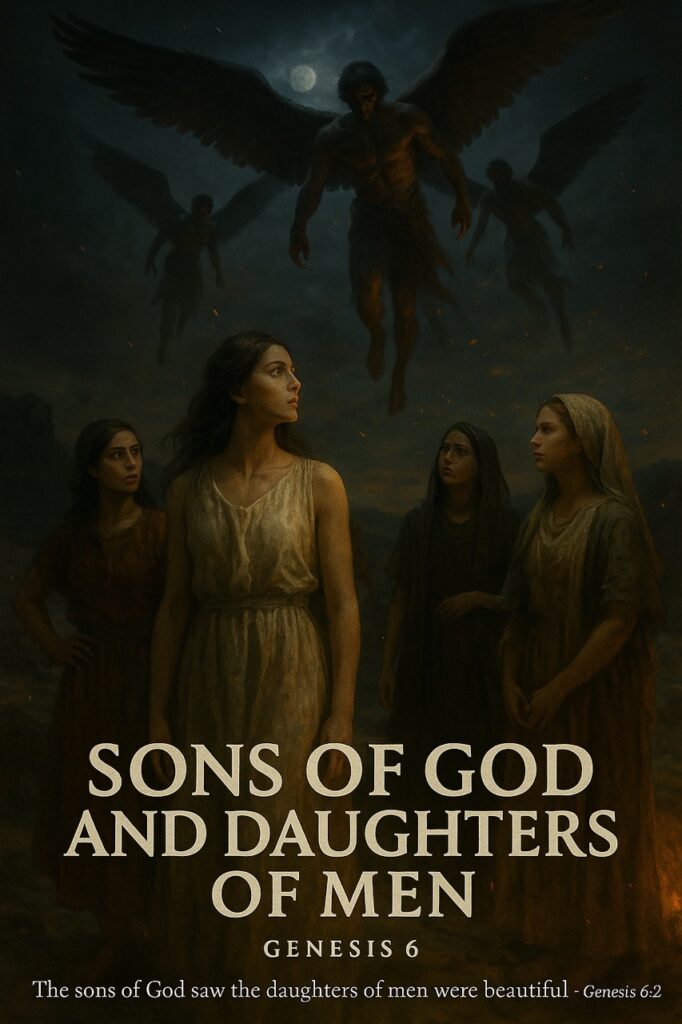 “Fallen angels descending to take human wives – sons of God and daughters of men from Genesis 6”