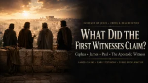 Anonymous early believers overlooking first-century Jerusalem at dawn, illustrating the first witnesses who proclaimed Jesus risen