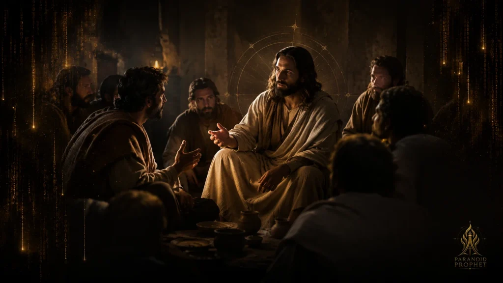 Jude/Thaddaeus asks Jesus a question in the upper room as Jesus teaches the disciples about love, obedience, and the presence of God.
