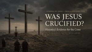 Roman crosses outside first-century Jerusalem, illustrating the historical evidence that Jesus was crucified under Pontius Pilate